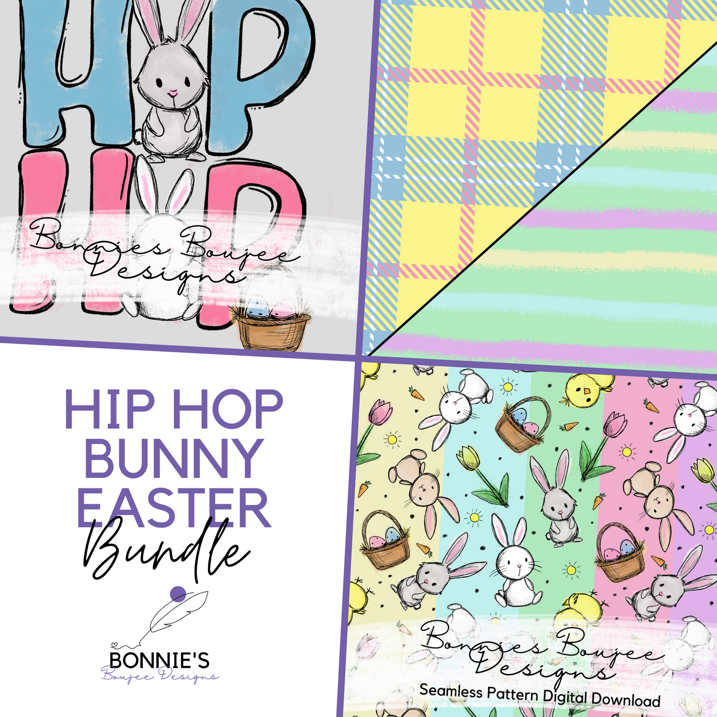 Easter Bunny Hand Drawn Bundle Purchase