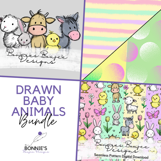 Cute Baby Animals for Spring Hand Drawn Bundle Purchase