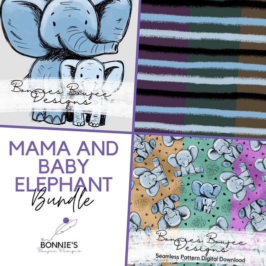 Cute Baby Elephants Hand Drawn Bundle Purchase