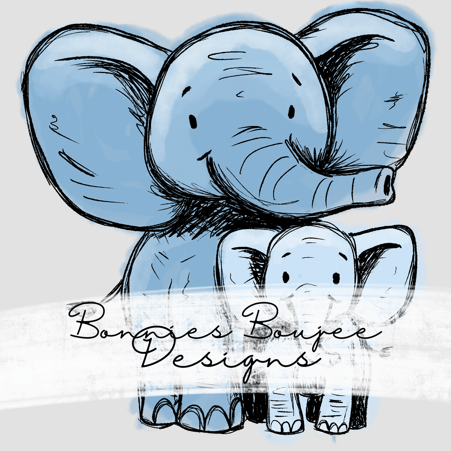 Cute Baby Elephants Hand Drawn Bundle Purchase