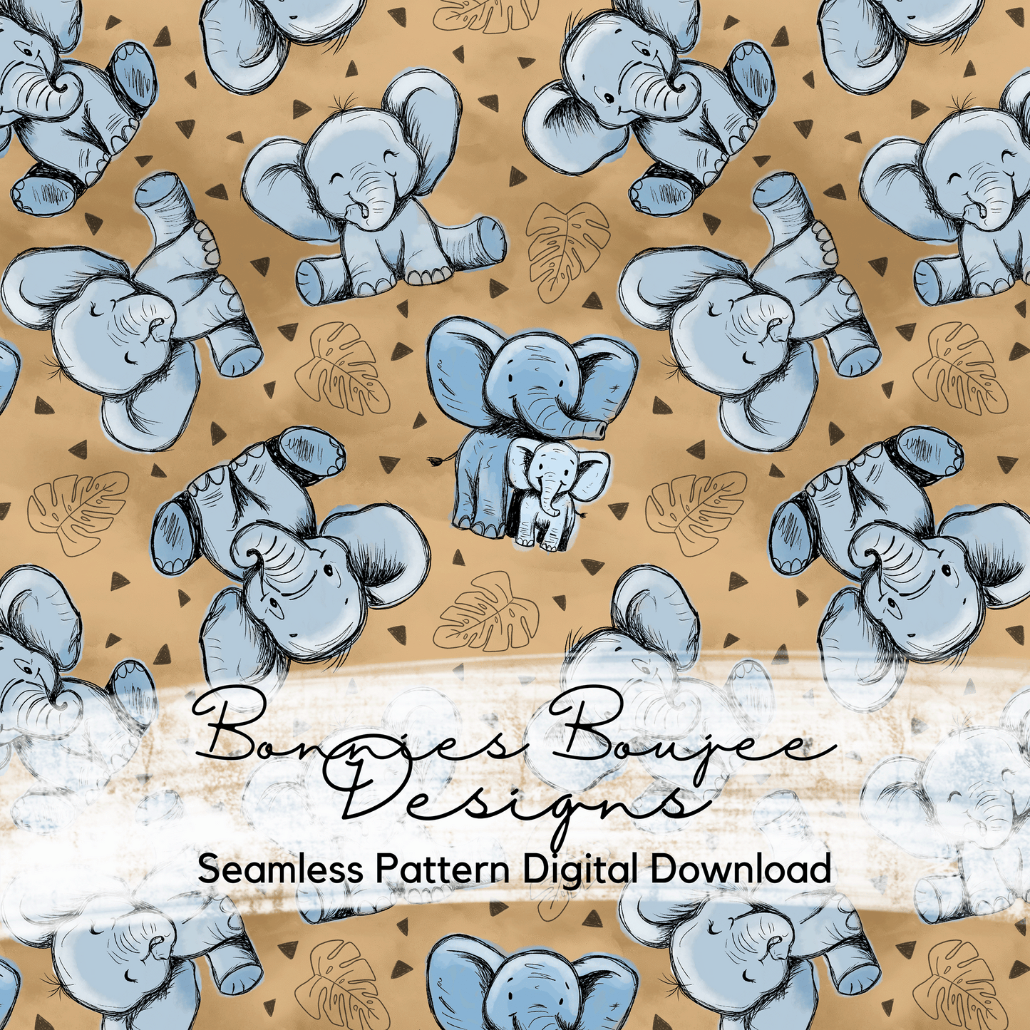 Cute Baby Elephants Hand Drawn Bundle Purchase