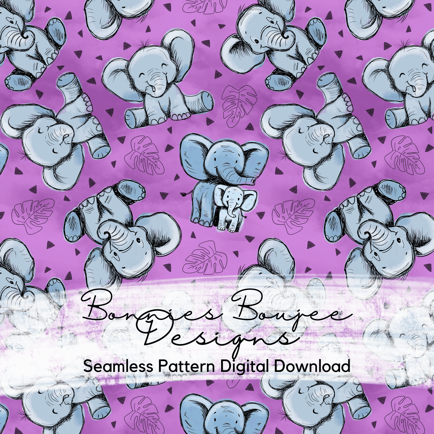 Cute Baby Elephants Hand Drawn Bundle Purchase