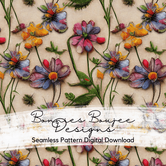 Wildflower Embroidery Seamless File
