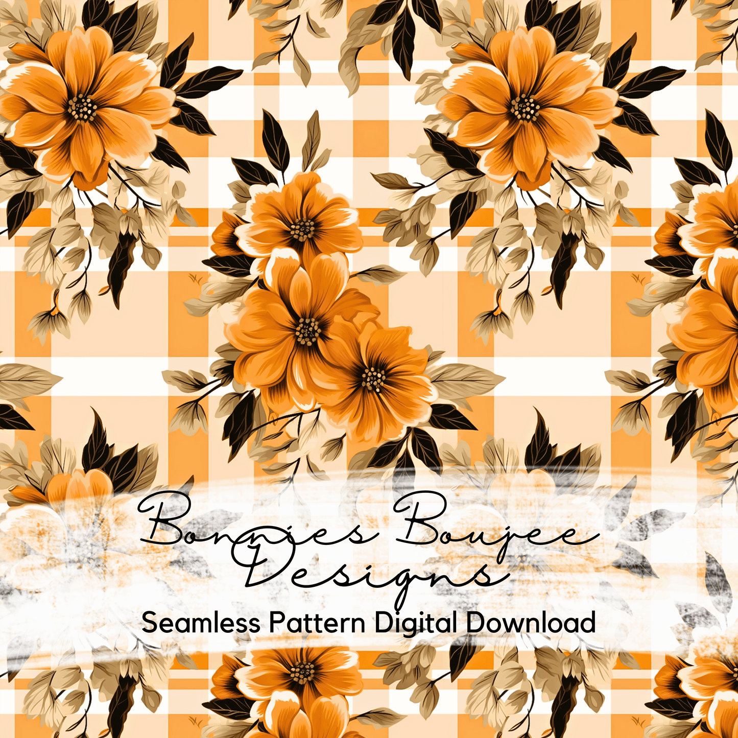 Fall Plaid with Flowers Seamless File