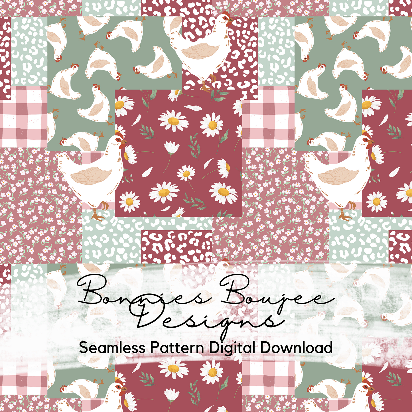 Farmhouse Chicken Patchwork Seamless File