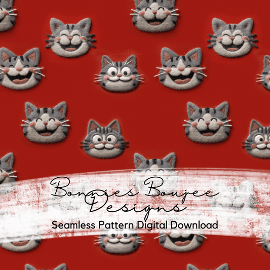 Fun Cat Felt Textured Design Seamless File