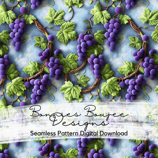 Grapes on a Vine in Felt Style Seamless File