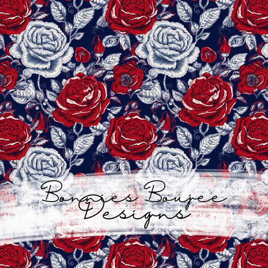 Red, White and Blue Roses Seamless File