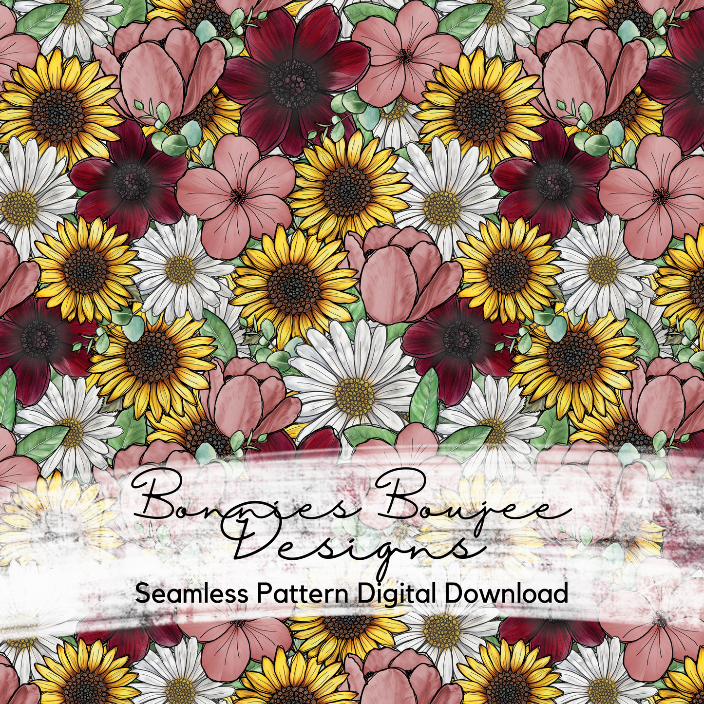 Fun Fall Floral Hand Drawn Seamless File