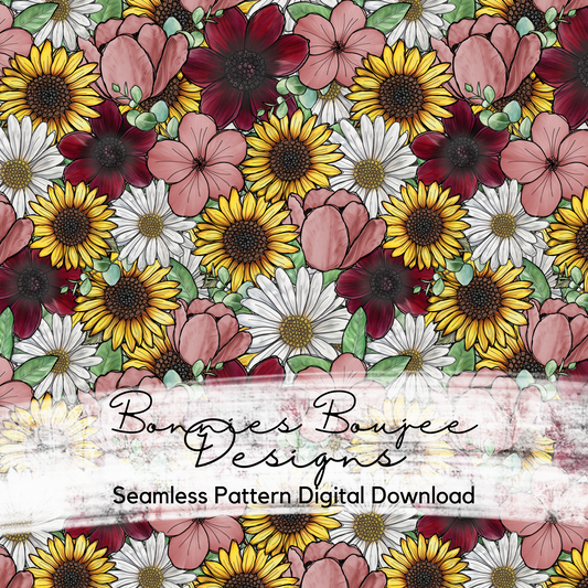 Fun Fall Floral Hand Drawn Seamless File