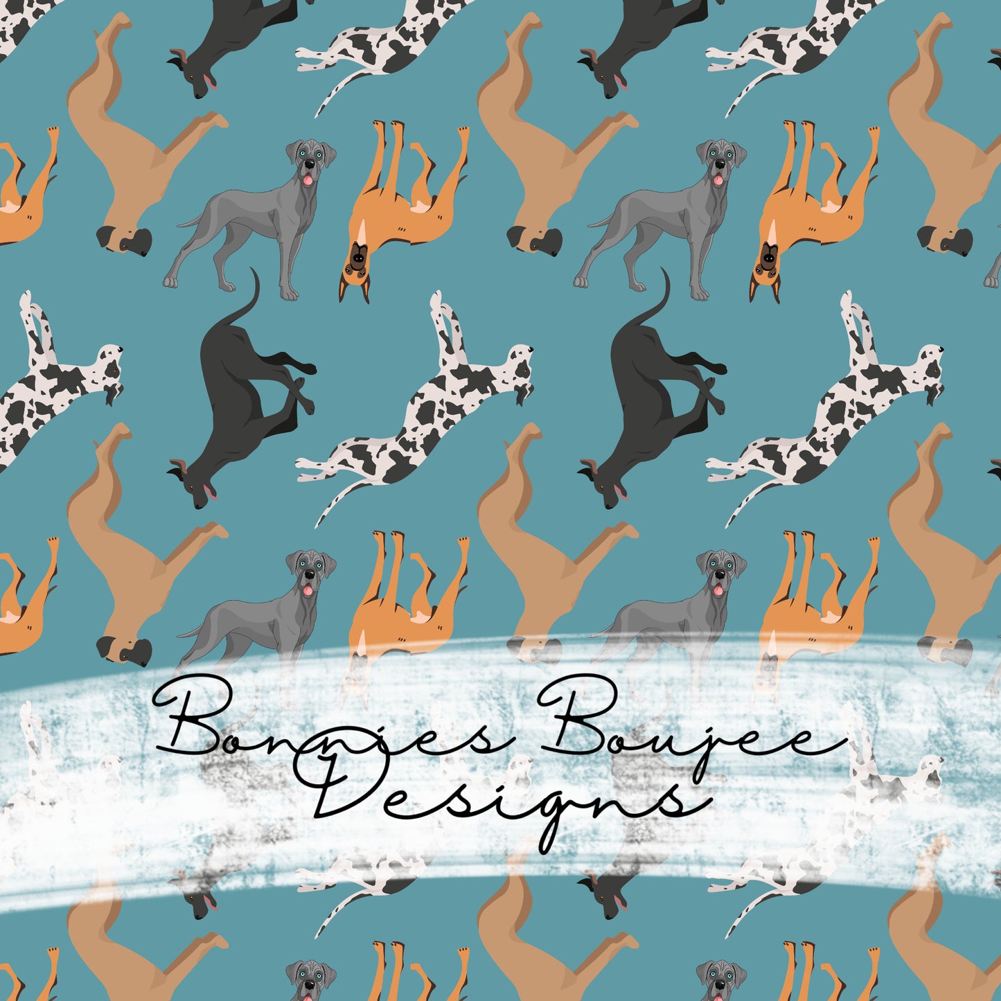 Great Dane Dogs on Teal Seamless File