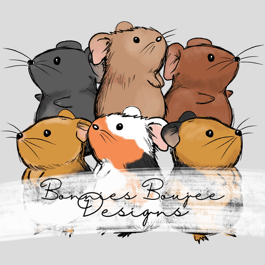 Cute Guinea Pig Pets Hand Drawn Sublimination PNG Coordinating