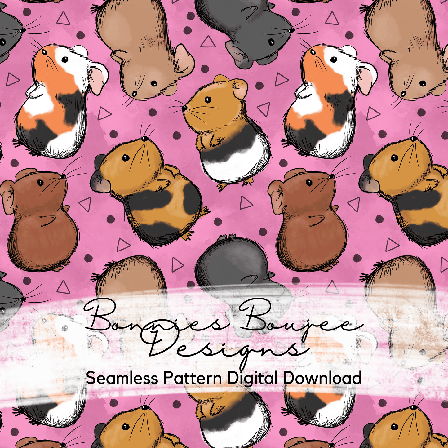 Cute Guinea Pig Pets Hand Drawn Seamless File - 4 Colorways