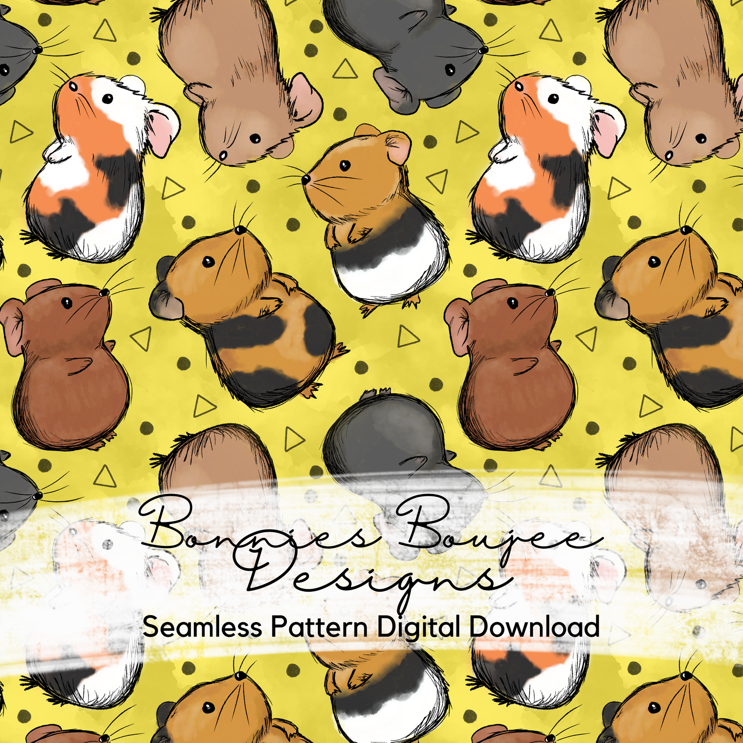 Cute Guinea Pig Pets Hand Drawn Seamless File - 4 Colorways