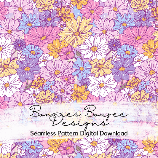 Hand Drawn Summer Flowers Seamless File