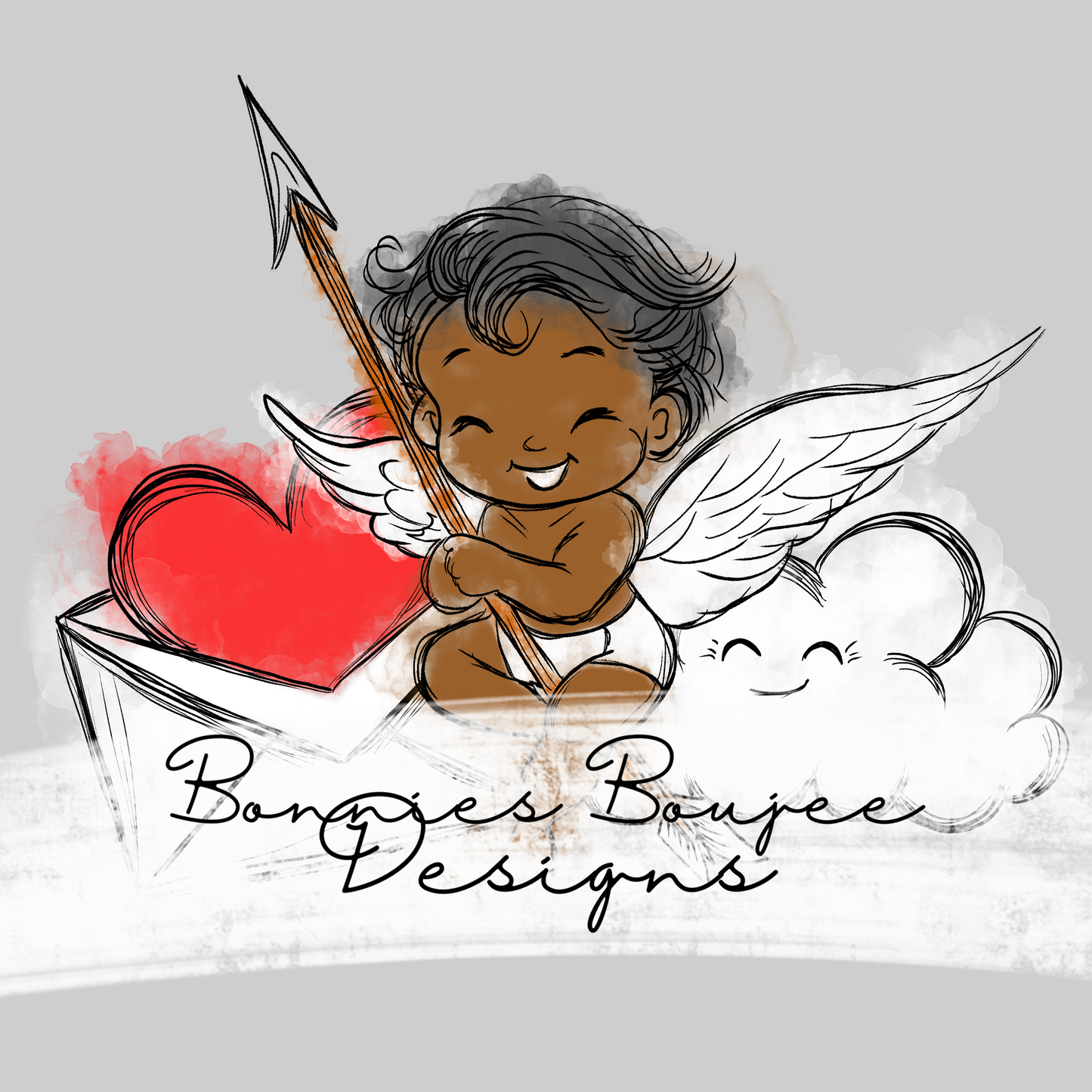 Cute Cupid Valentine's Day Hand Drawn Sublimination PNG Coordinating - Four Colorways