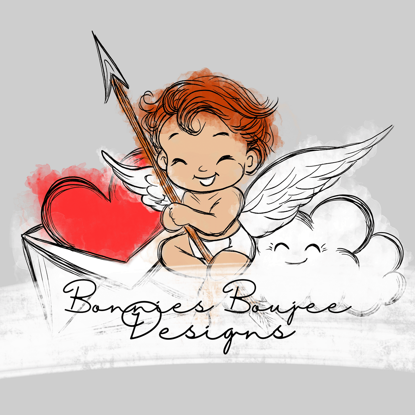 Cute Cupid Valentine's Day Hand Drawn Sublimination PNG Coordinating - Four Colorways