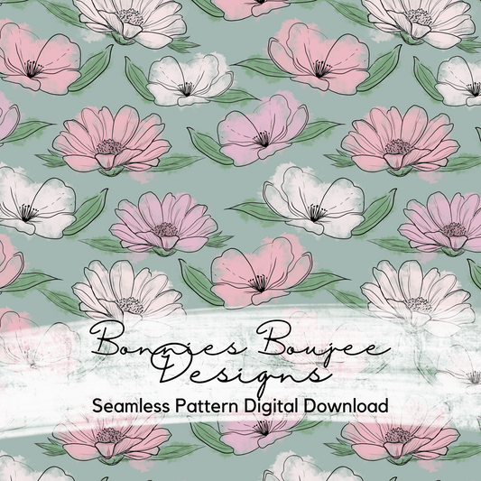 Gorgeous Hand Drawn Spring Floral Seamless File