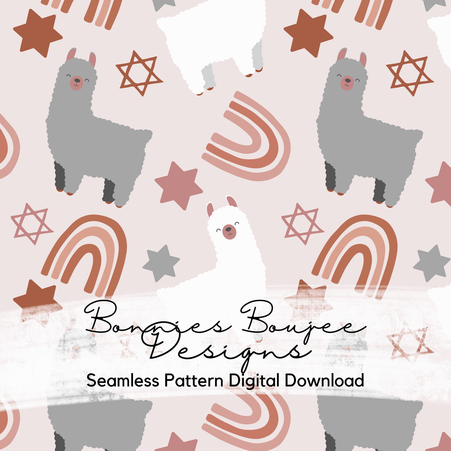 Boho Hanukkah Llamas Seamless File