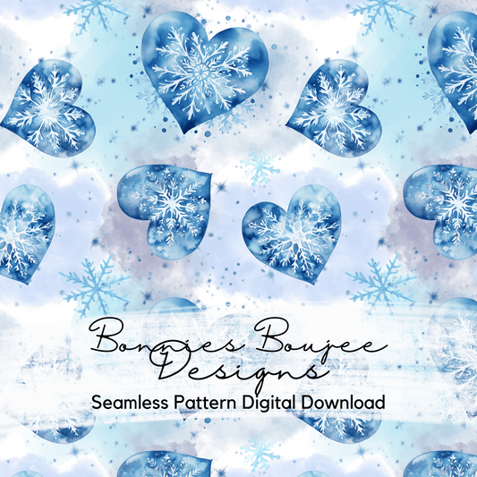 Heart Shaped Snowflakes and Ice Seamless File