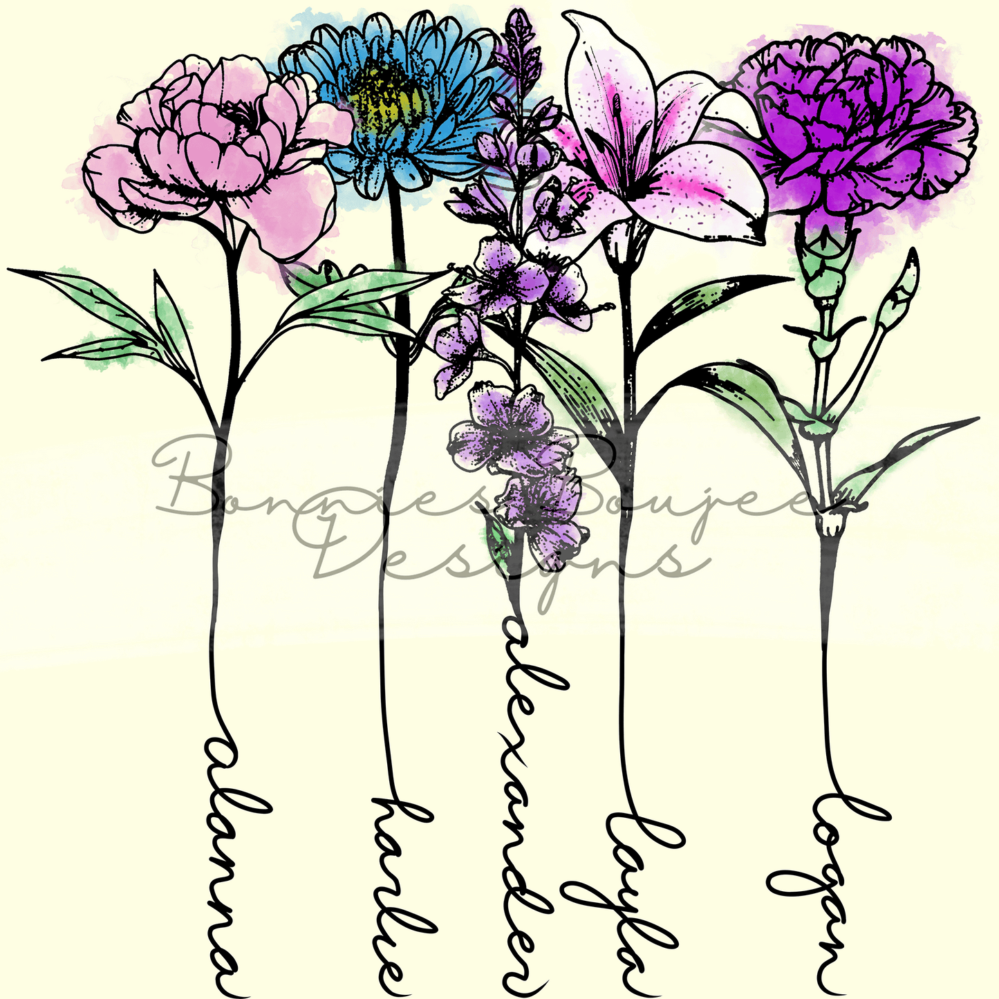 JACKSON's Family Birth Flowers Bundle