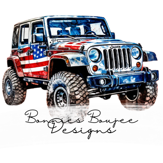 Jeep painted with an American Flag Sub PNG