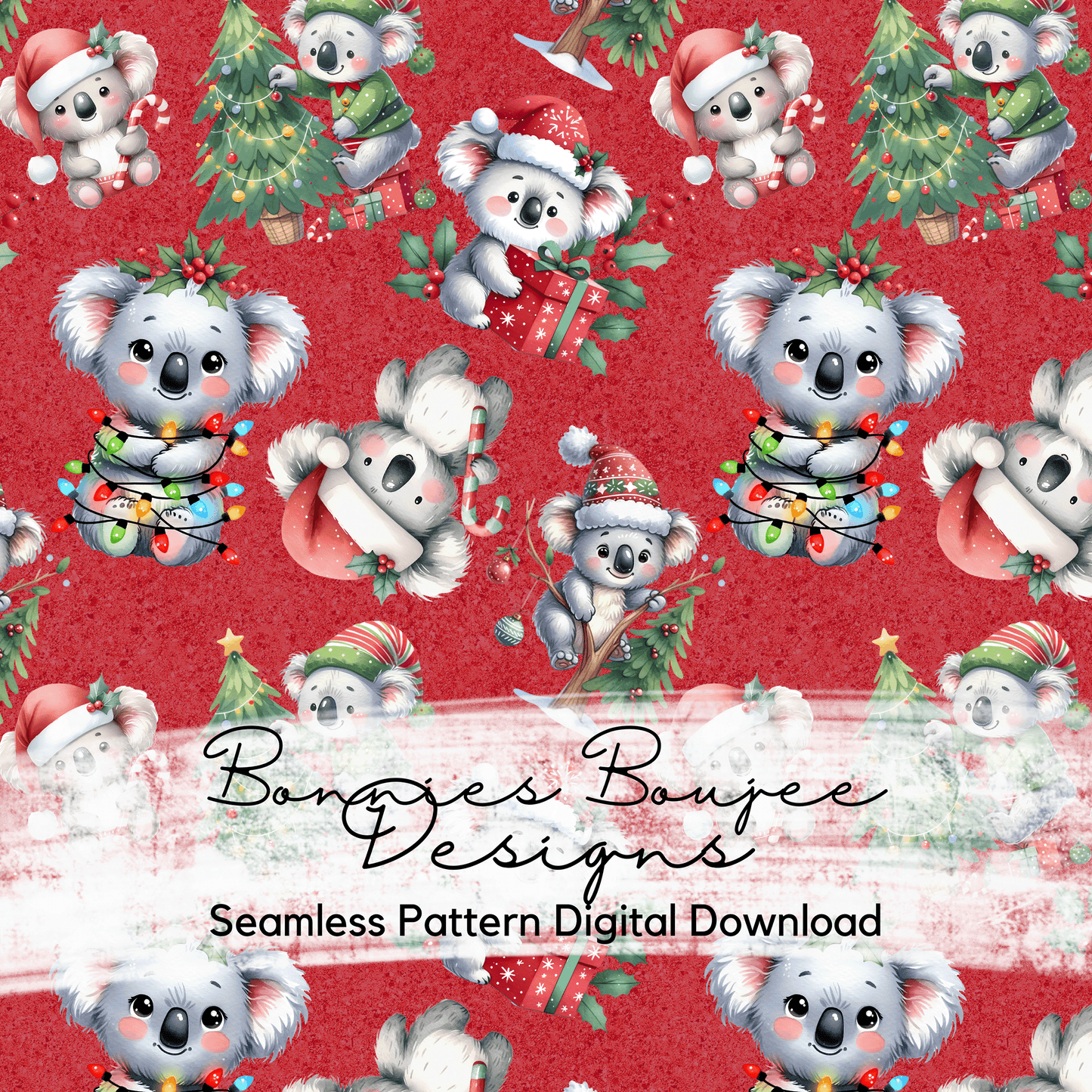 Holiday Koala Seamless File with Three Colorway