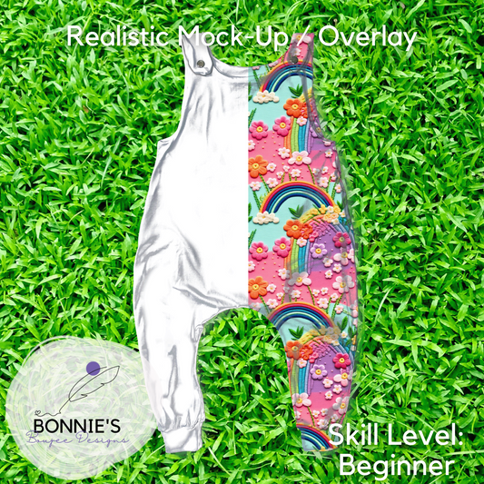 Mock-Up Overall Romper from LLK on Grass Background