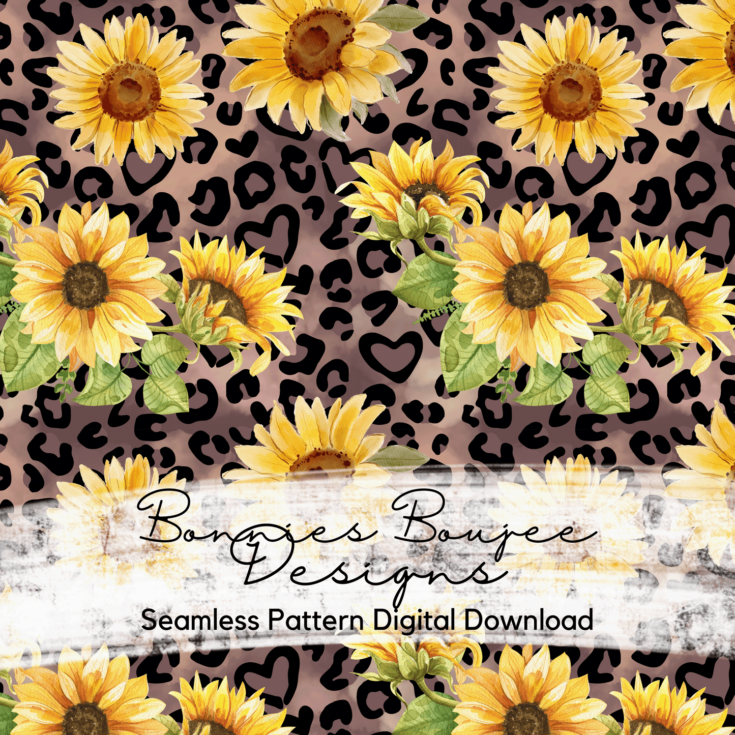 Leopard Print with Sunflowers Seamless File