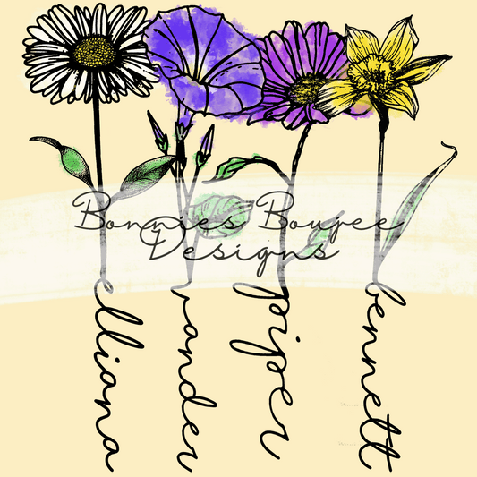 Catherine's Family Birth Flower Version 2 PNG