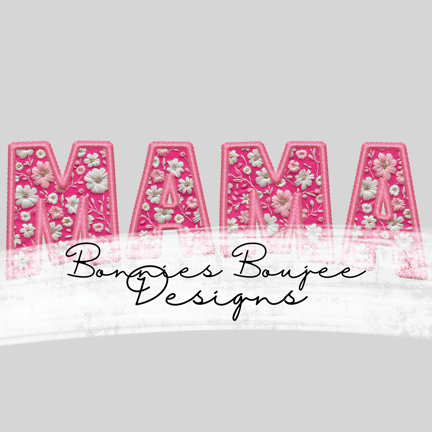 Faux Embroidery MAMA with Pink Flower PNG