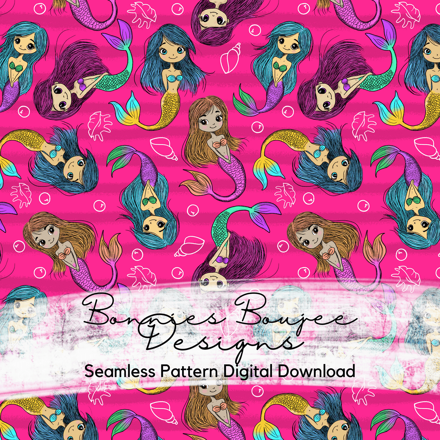 Cute Light Mermaids Hand Drawn Seamless File - 3 colorways