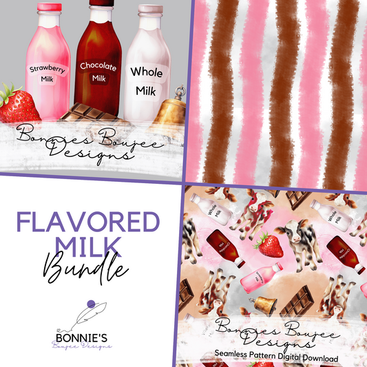 Flavored Milk Bottles Watercolor Bundle Purchase