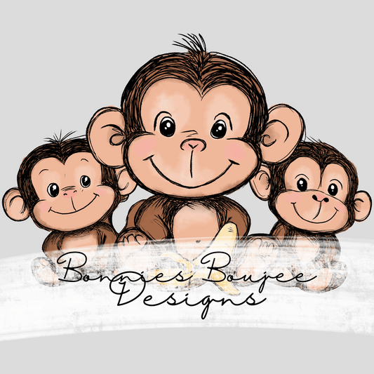 Cute Monkey Hand Drawn Sublimination PNG Coordinating