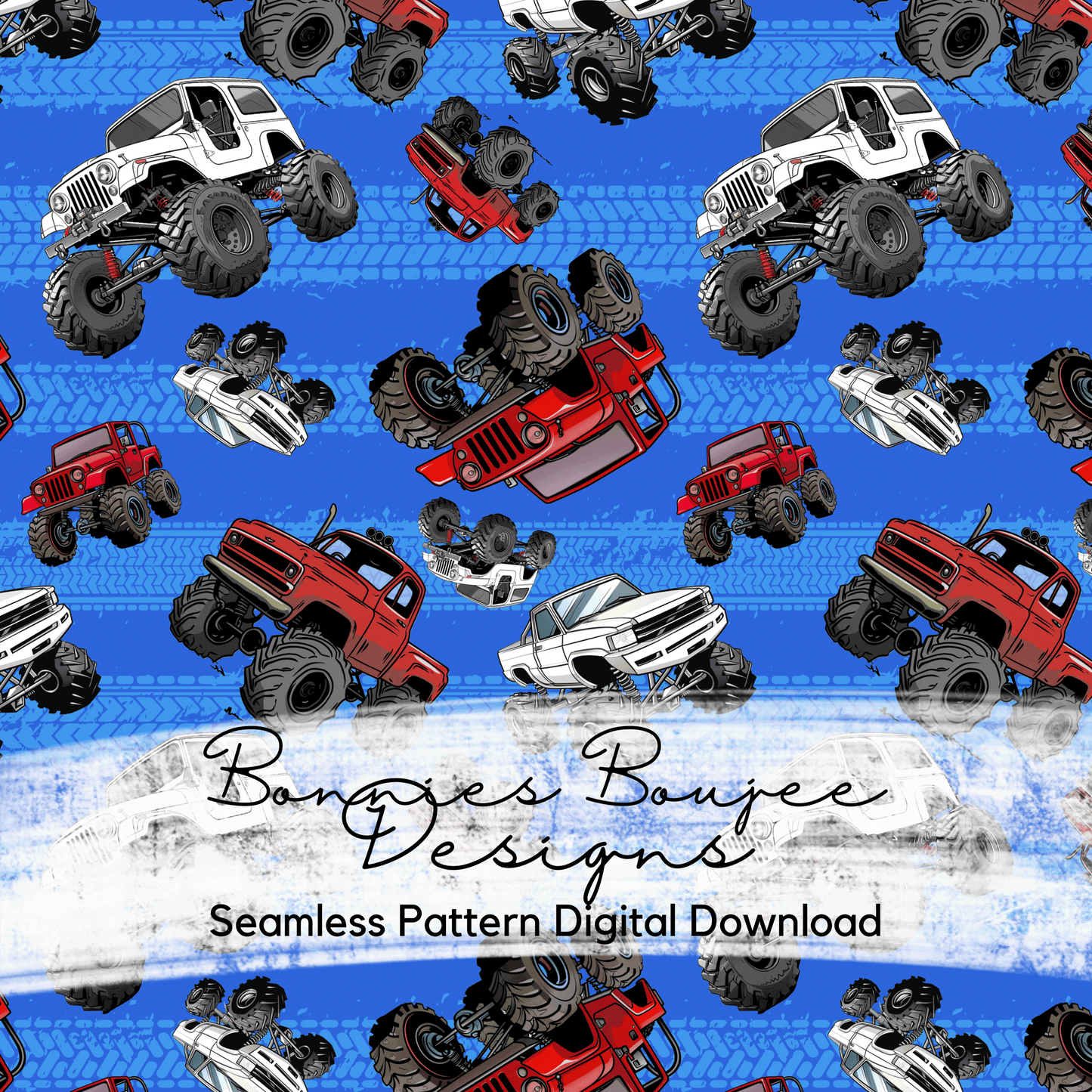 Patriotic Monster Truck in two colorways Seamless File