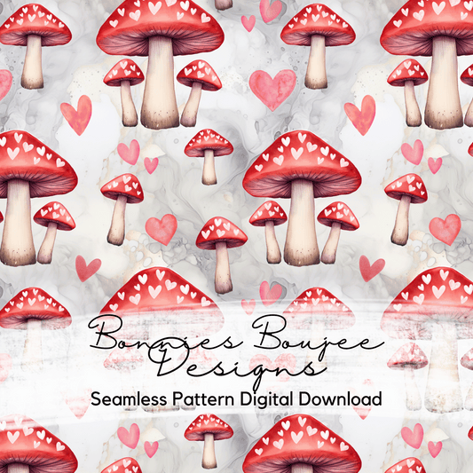 Mushrooms with Heart Spots Seamless File