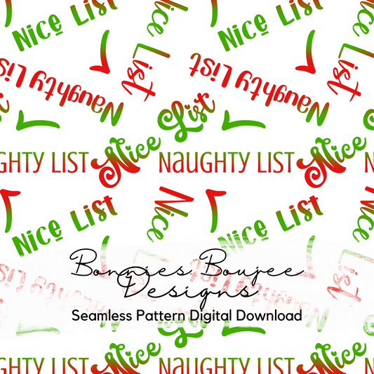Naughty and Nice List Seamless File on White