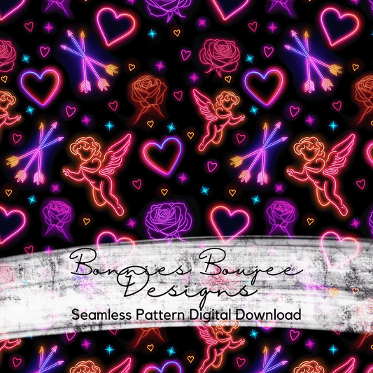 Neon Light Colored Valentine's Day Cupid Seamless File