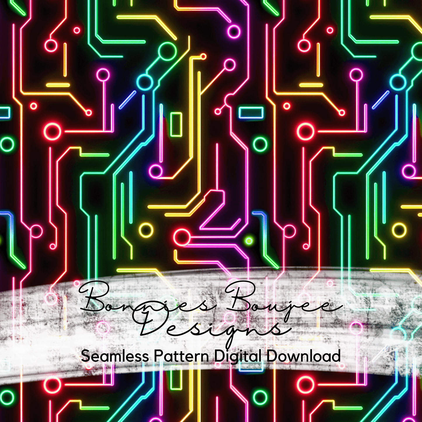 Neon Circuit Board Themed Seamless File