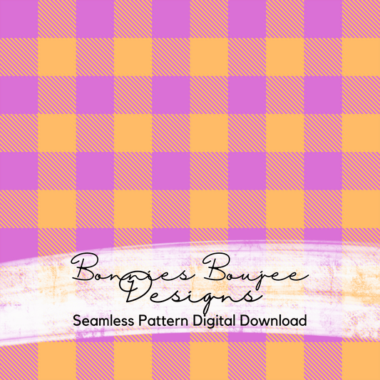 Gingham of Tangerine and Purple Seamless File