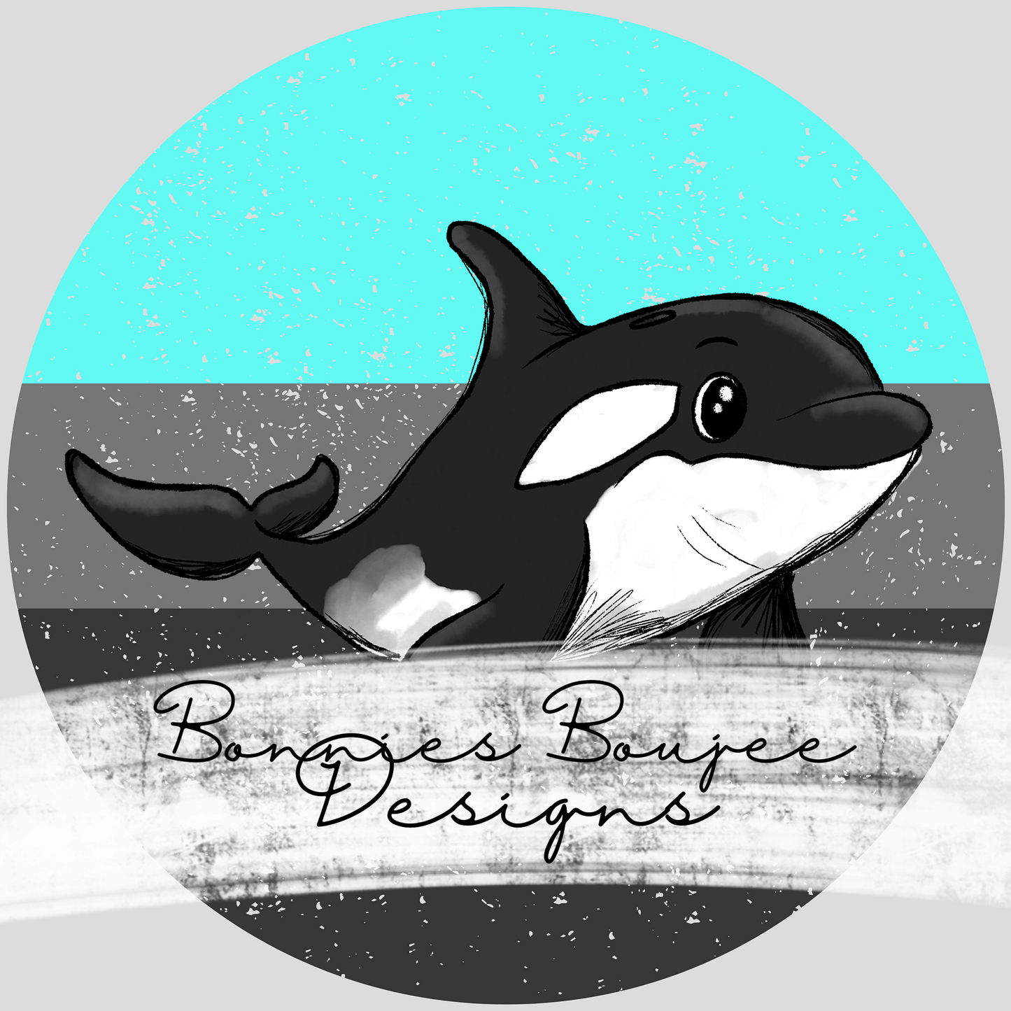 Cute Orca Killer Whale Hand Drawn Sublimination PNG Coordinating - Two Colorways