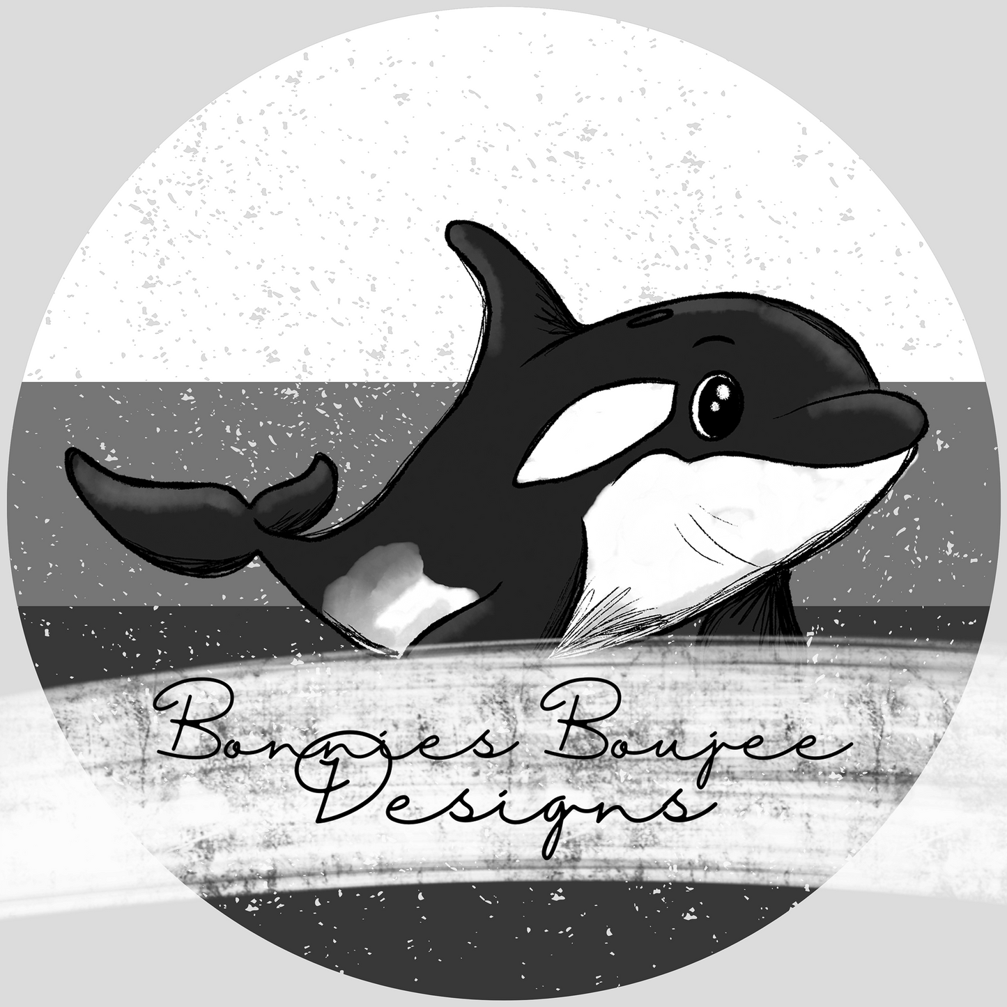 Cute Orca Killer Whale Hand Drawn Sublimination PNG Coordinating - Two Colorways