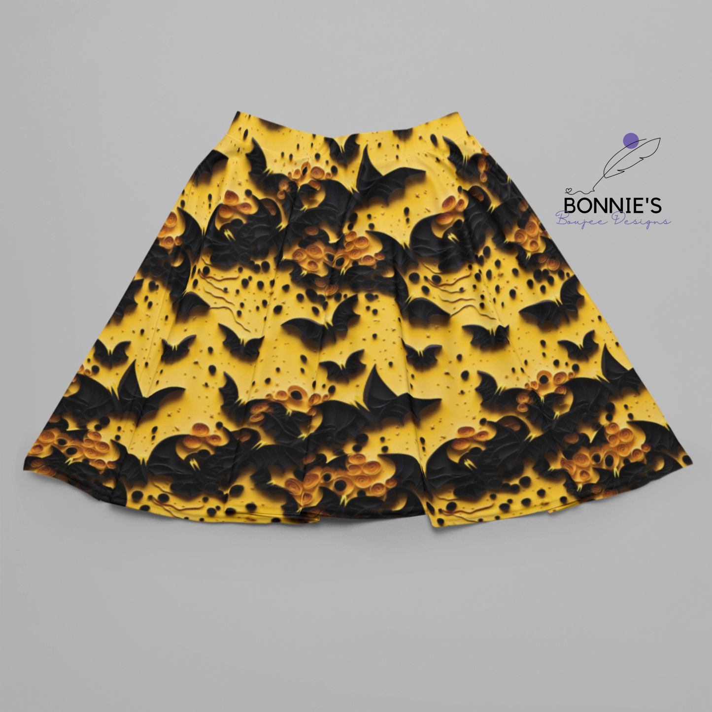 Paper Quilling of Bats on Yellow Seamless Design