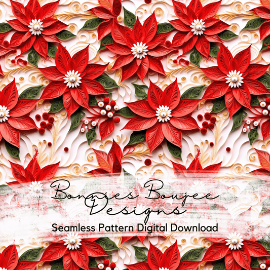 Paper Quilling Poinsettias Seamless File