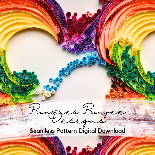Paper Quilling Rainbow Arches Seamless Design