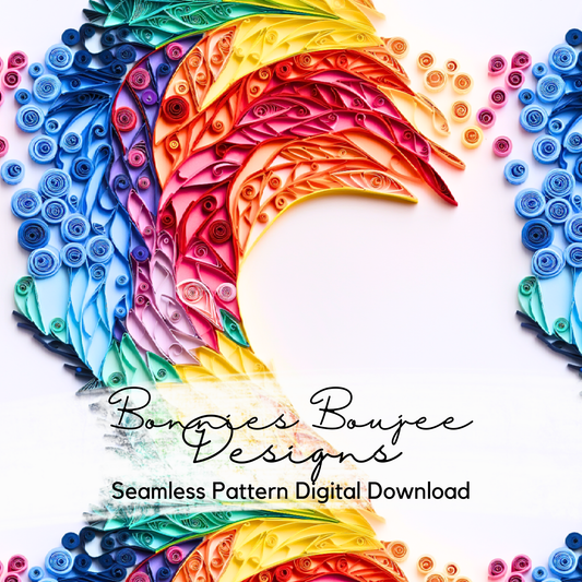 Paper Quilling Rainbow Swirls Seamless Design