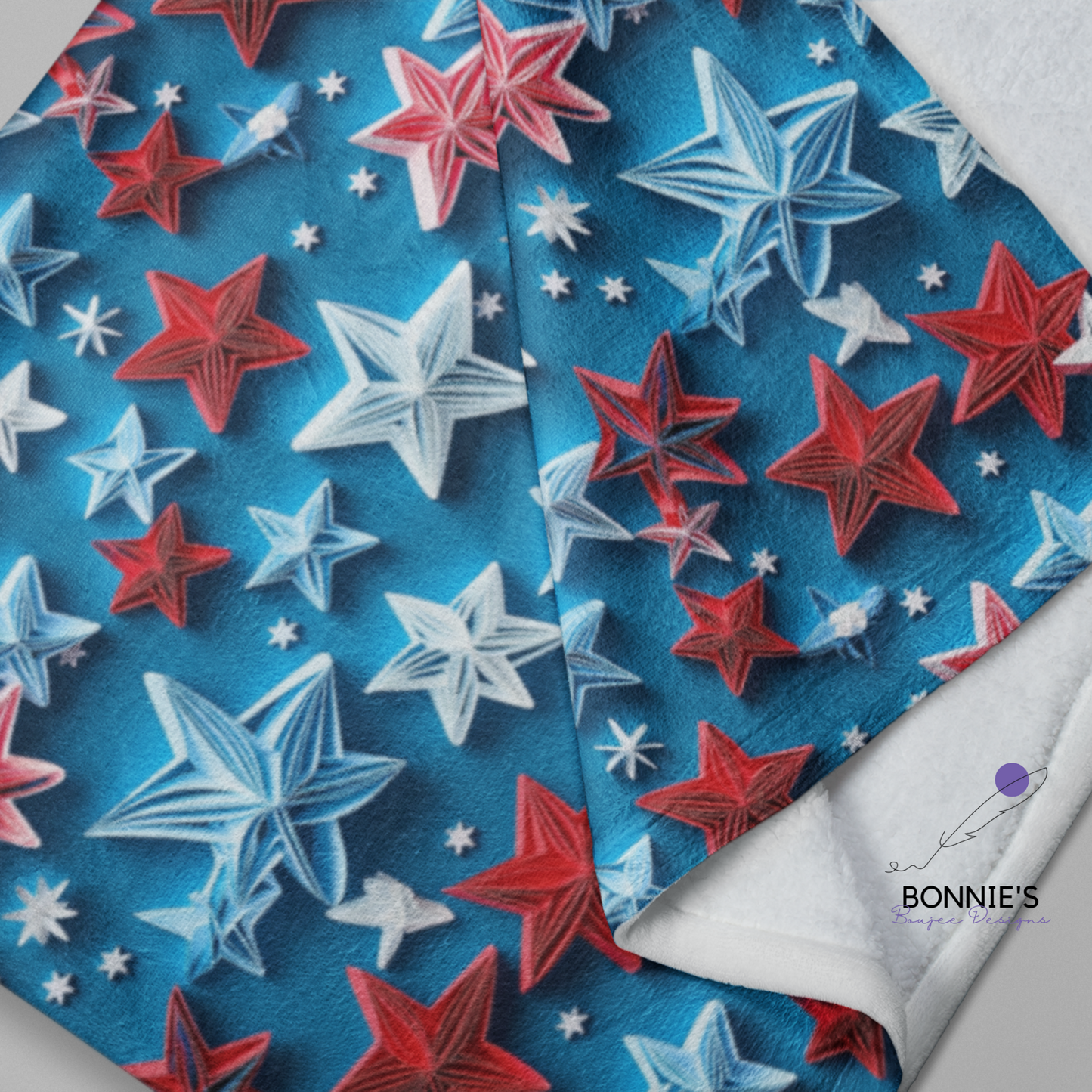 Paper Quilling of Red, White and Blue Stars Seamless File