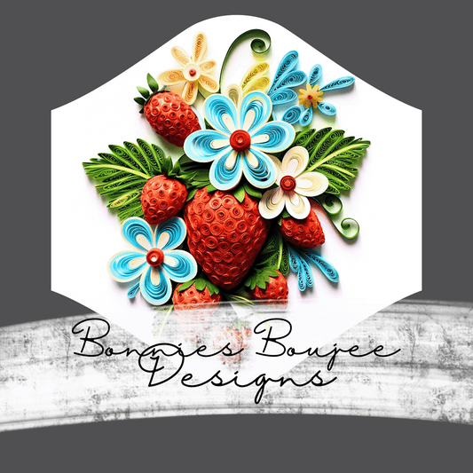 Strawberries and Flowers Paper Quilling Sub PNG - Coordinating