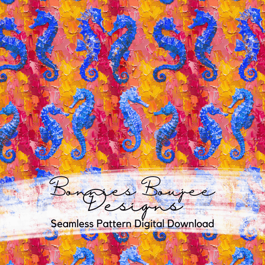 Painted Texture Seahorses on a SWIM SAFE background Seamless file