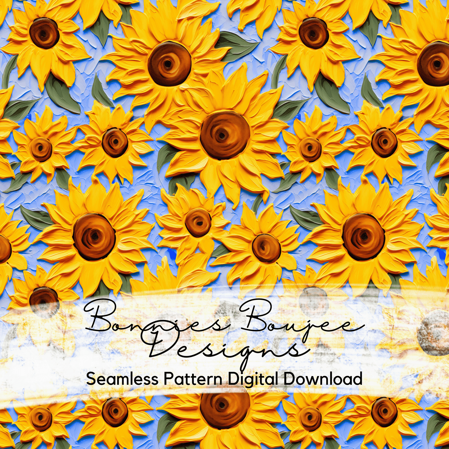 Painted Texture Sunflowers Spring and Summer Seamless File